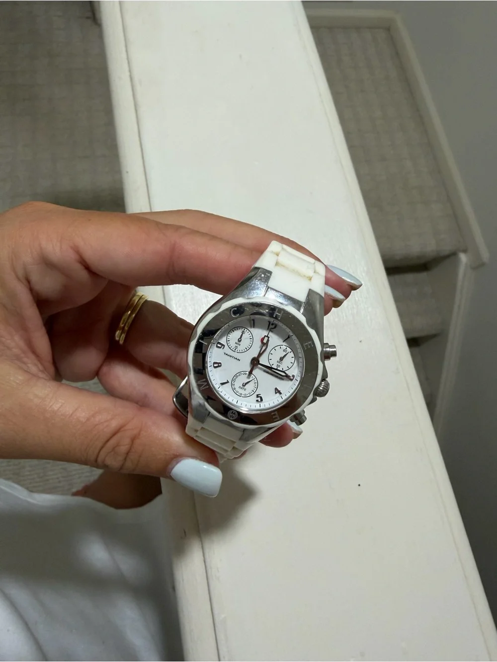 Michele Stainless Steel White Watch
